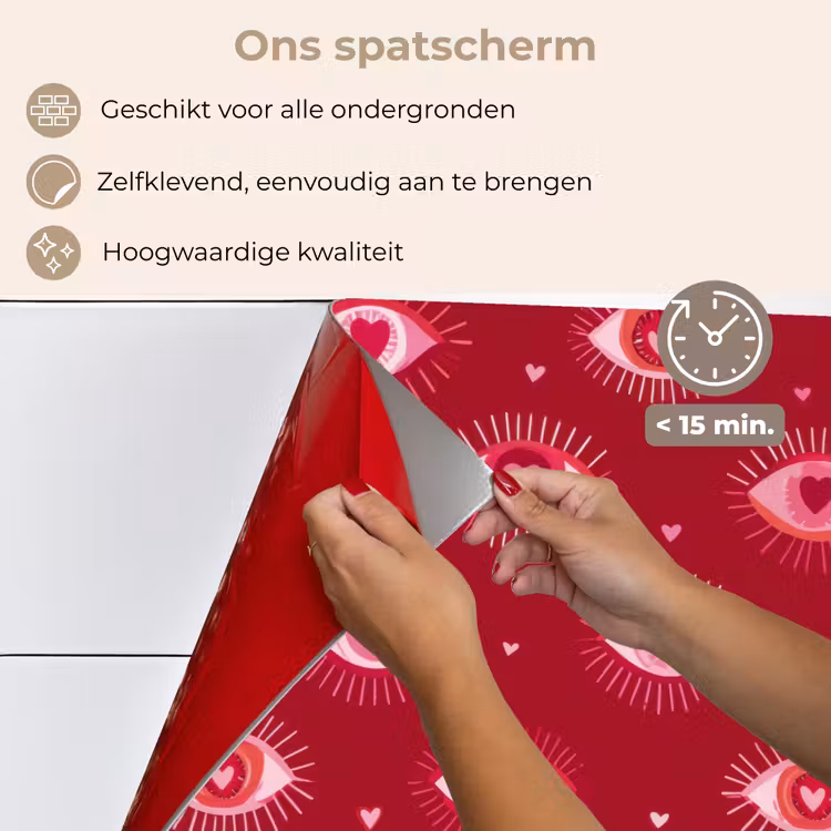 Spatscherm keuken - Ogen - Patroon - Roze - Donkerrood — 4