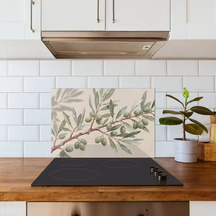 Spatscherm keuken - Olijftak - Bladeren - Natuur - Groen - Beige — 6