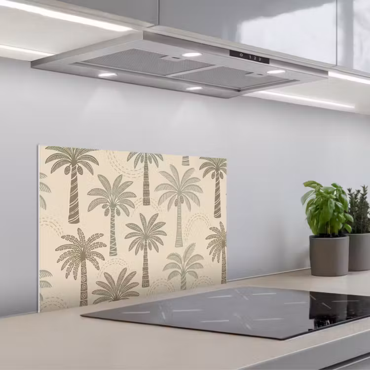 Spatscherm keuken - Palmbomen - Patroon - Tropisch - Beige — 5