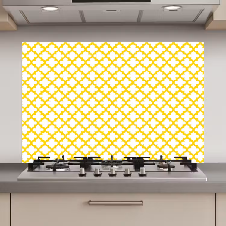 Spatscherm keuken - Patroon - Geometrisch - Klassiek - Geel — 1