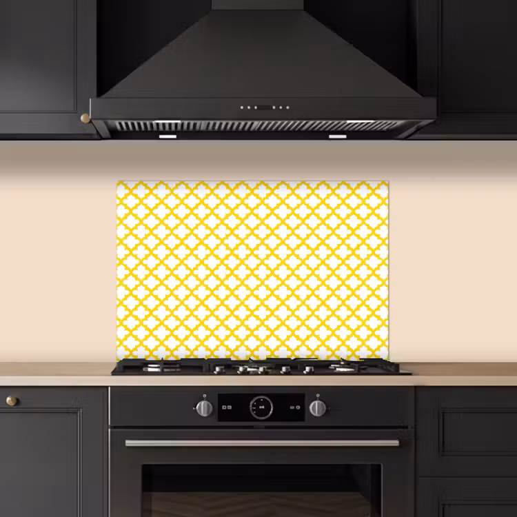 Spatscherm keuken - Patroon - Geometrisch - Klassiek - Geel — 2