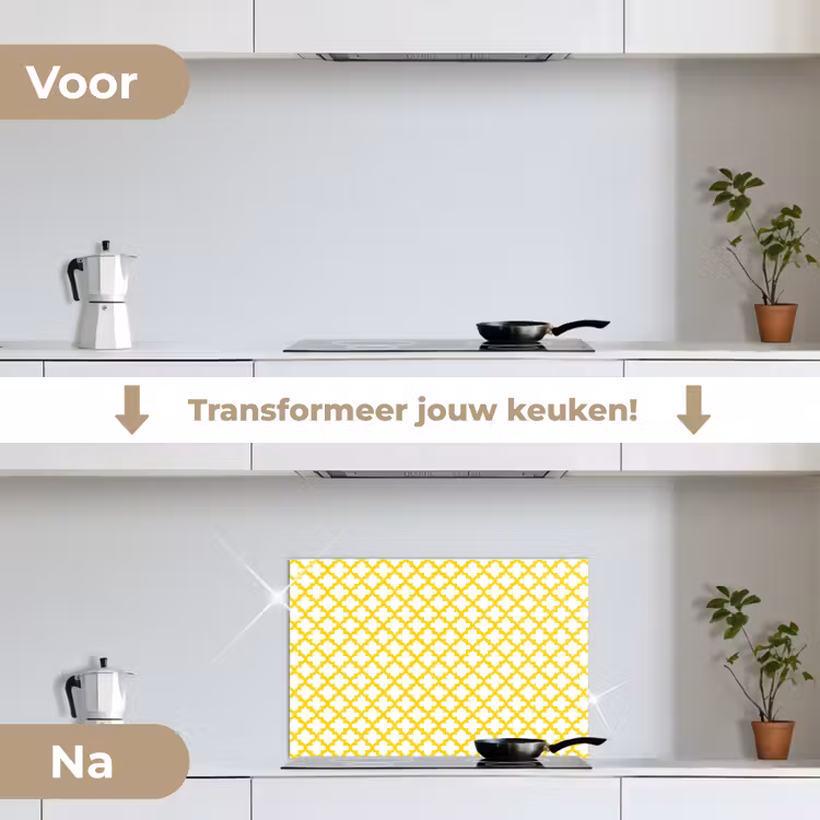 Spatscherm keuken - Patroon - Geometrisch - Klassiek - Geel — 3