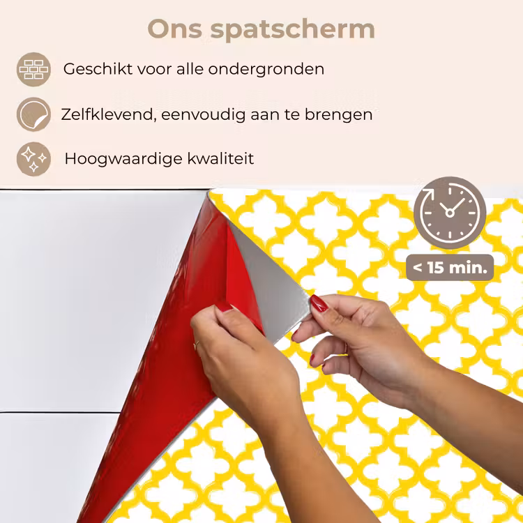 Spatscherm keuken - Patroon - Geometrisch - Klassiek - Geel — 4
