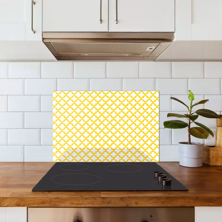 Spatscherm keuken - Patroon - Geometrisch - Klassiek - Geel — 6