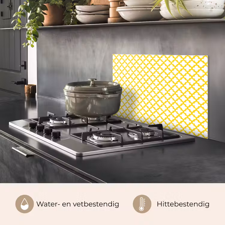 Spatscherm keuken - Patroon - Geometrisch - Klassiek - Geel — 7