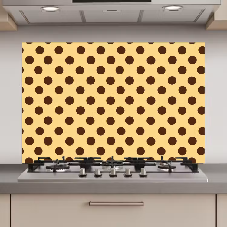 Spatscherm keuken - Polka Dot - Stippen - Retro - Geel - Bruin — 1