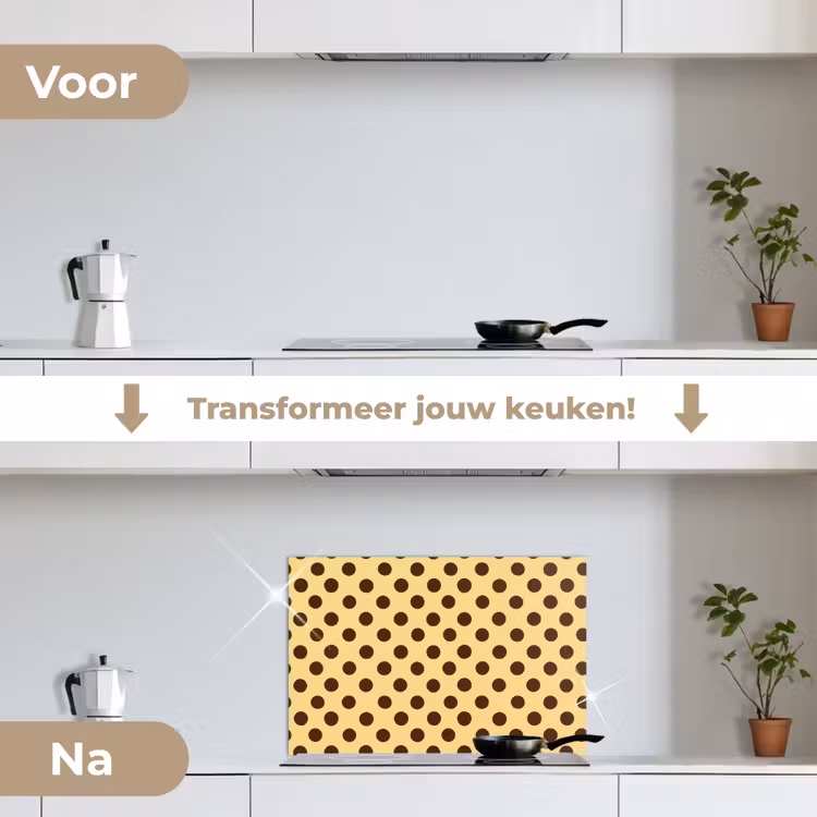 Spatscherm keuken - Polka Dot - Stippen - Retro - Geel - Bruin — 3