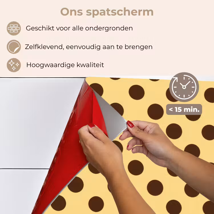 Spatscherm keuken - Polka Dot - Stippen - Retro - Geel - Bruin — 4