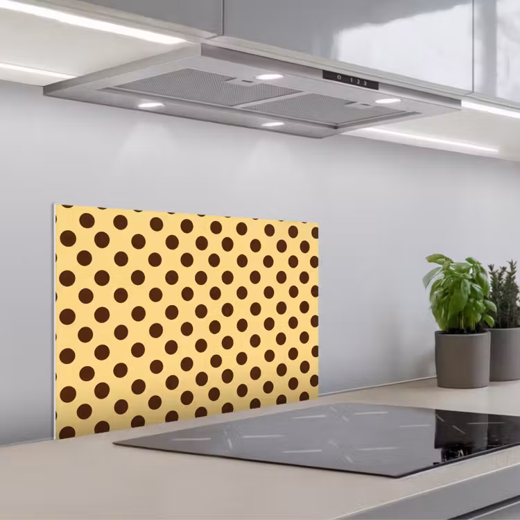 Spatscherm keuken - Polka Dot - Stippen - Retro - Geel - Bruin — 5