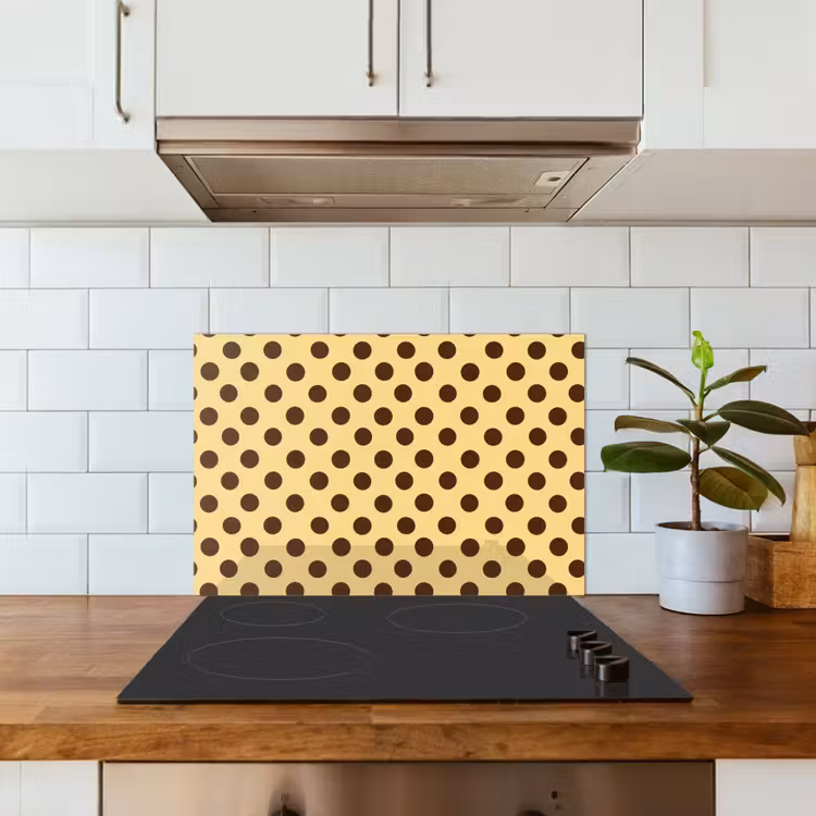 Spatscherm keuken - Polka Dot - Stippen - Retro - Geel - Bruin — 6