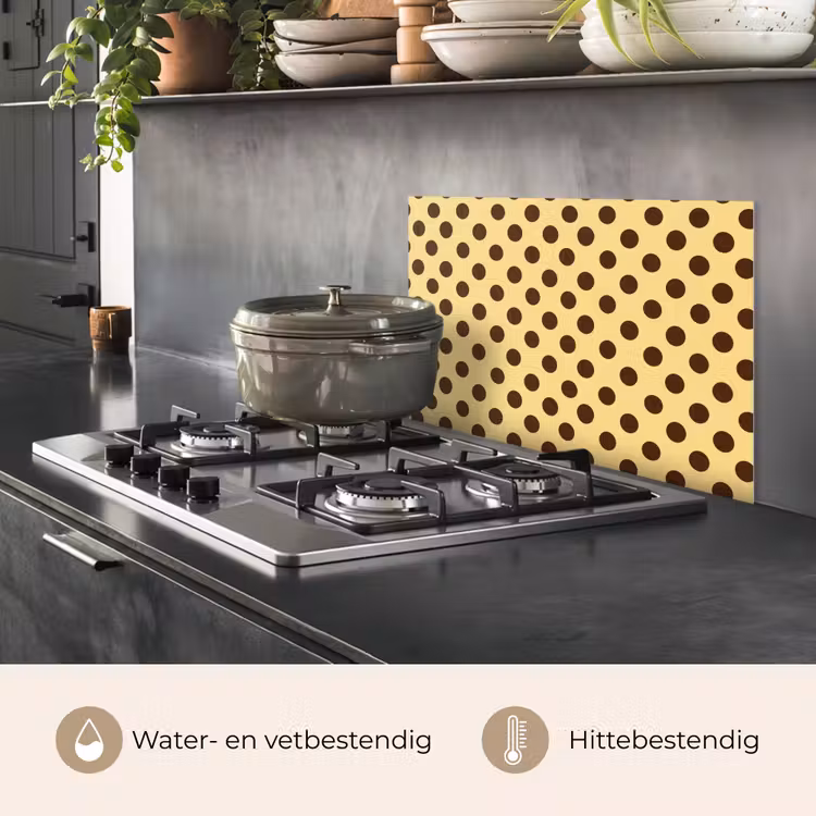 Spatscherm keuken - Polka Dot - Stippen - Retro - Geel - Bruin — 7