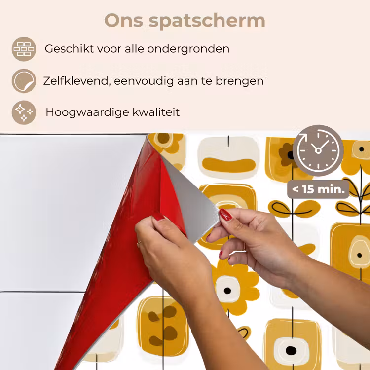 Spatscherm keuken - Retro - Abstract - Bloemen - Okergeel — 4