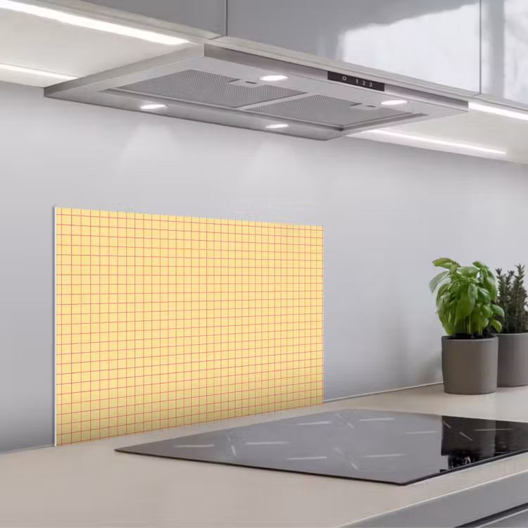 Spatscherm keuken - Ruitjes - Grid - Minimalistisch - Geel - Roze — 5