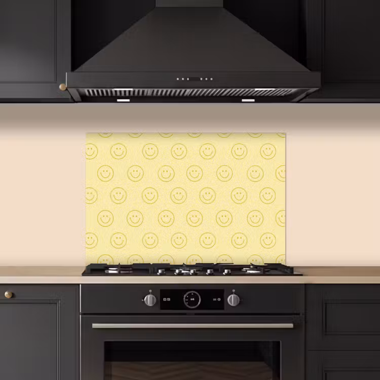 Spatscherm keuken - Smileys - Patroon - Retro - Zachtgeel — 2