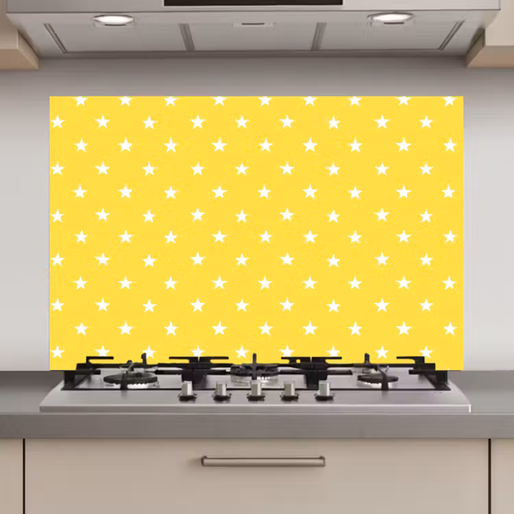 Spatscherm keuken - Sterren - Patroon - Minimalistisch - Geel — 1