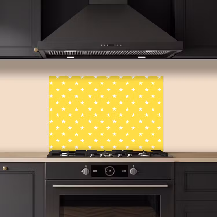 Spatscherm keuken - Sterren - Patroon - Minimalistisch - Geel — 2