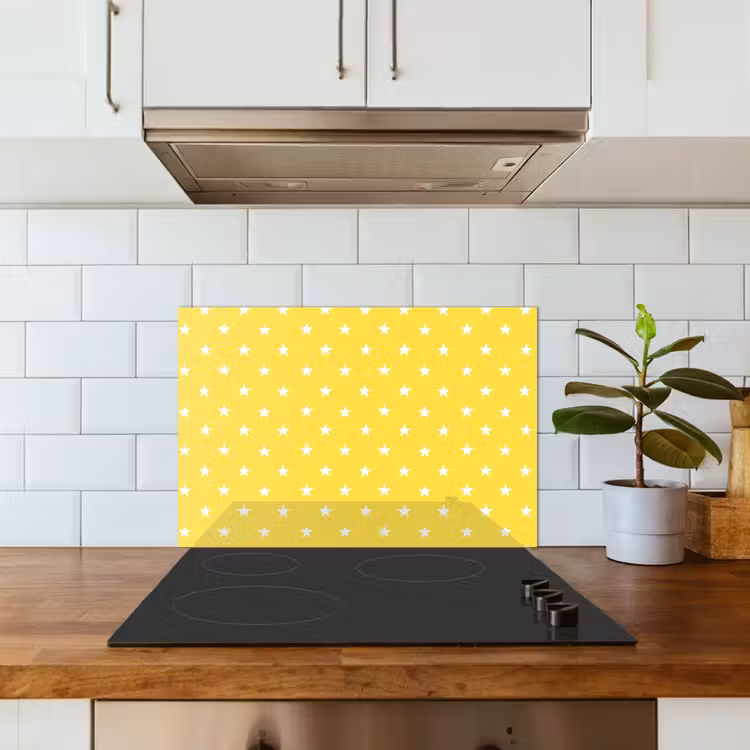 Spatscherm keuken - Sterren - Patroon - Minimalistisch - Geel — 6