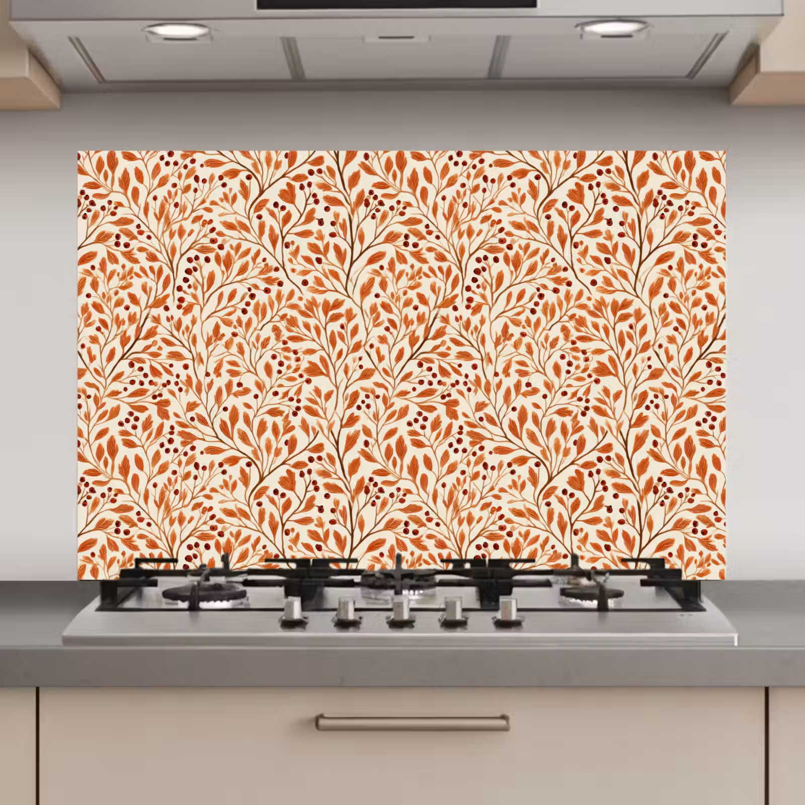 Spatscherm keuken - Bladeren - Botanisch - Terracotta — 1
