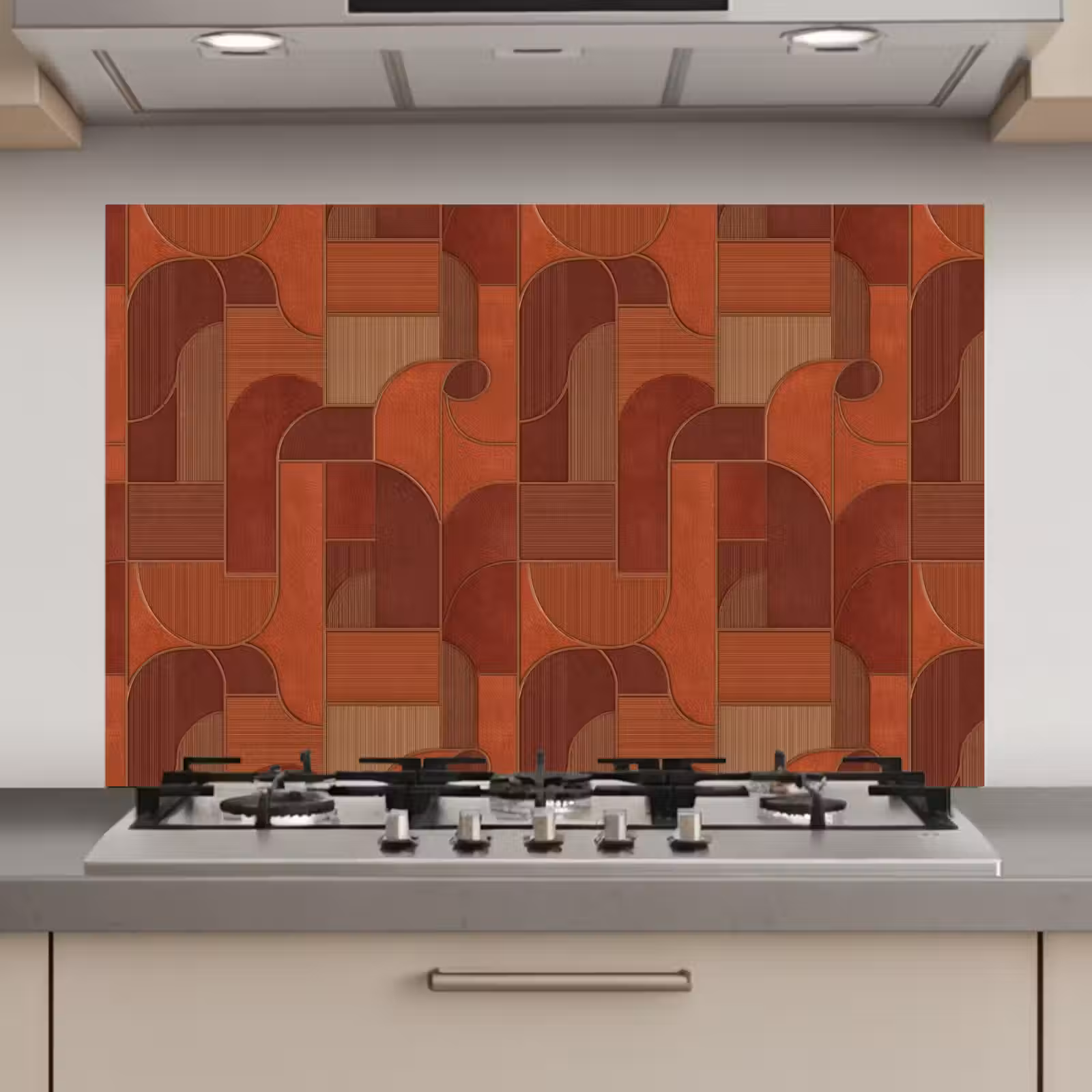 Spatscherm keuken - Geometrisch - Abstract - Textuur - Bruin — 1