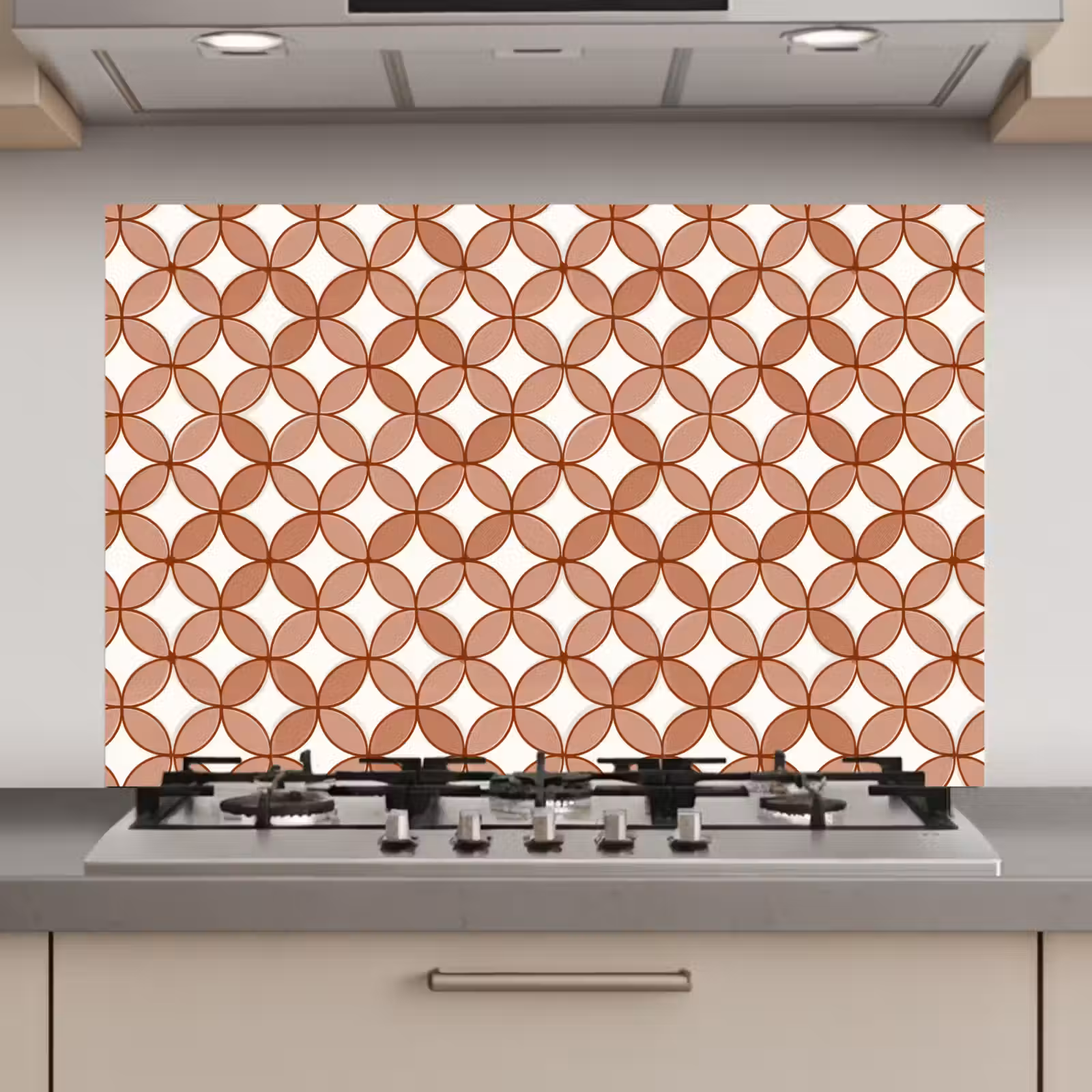Spatscherm keuken - Geometrisch - Cirkels - Modern - Terracotta — 1