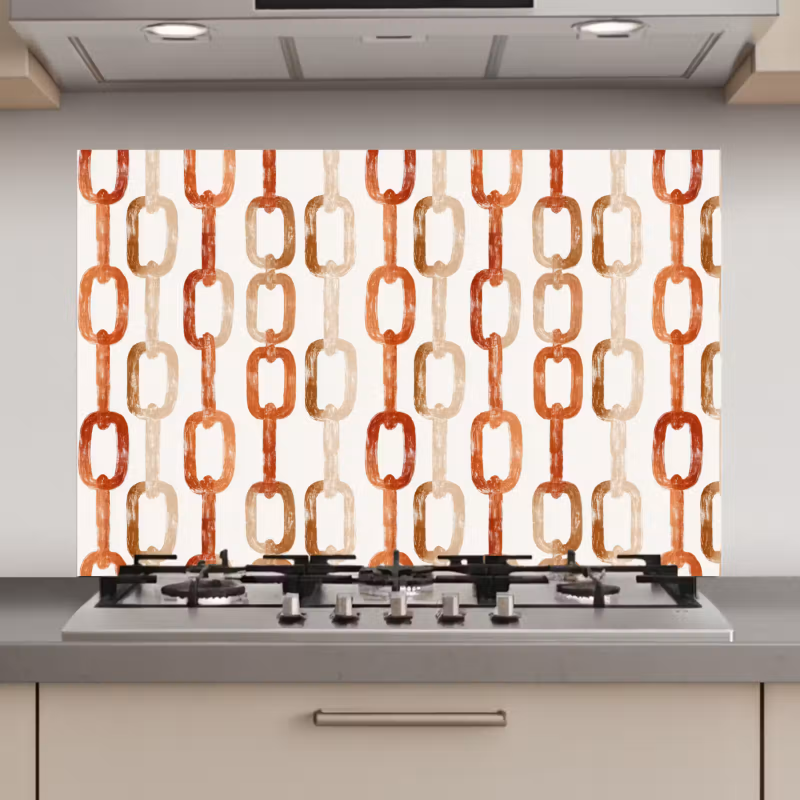Spatscherm keuken - Schakels - Patroon - Aquarel - Terracotta — 1