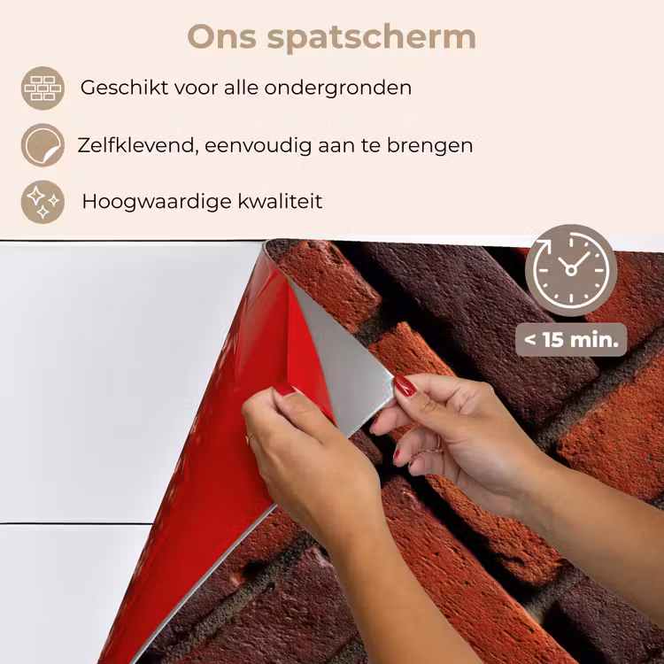 Spatscherm keuken - Bakstenen - Visgraat - Structuur - Roodbruin — 4