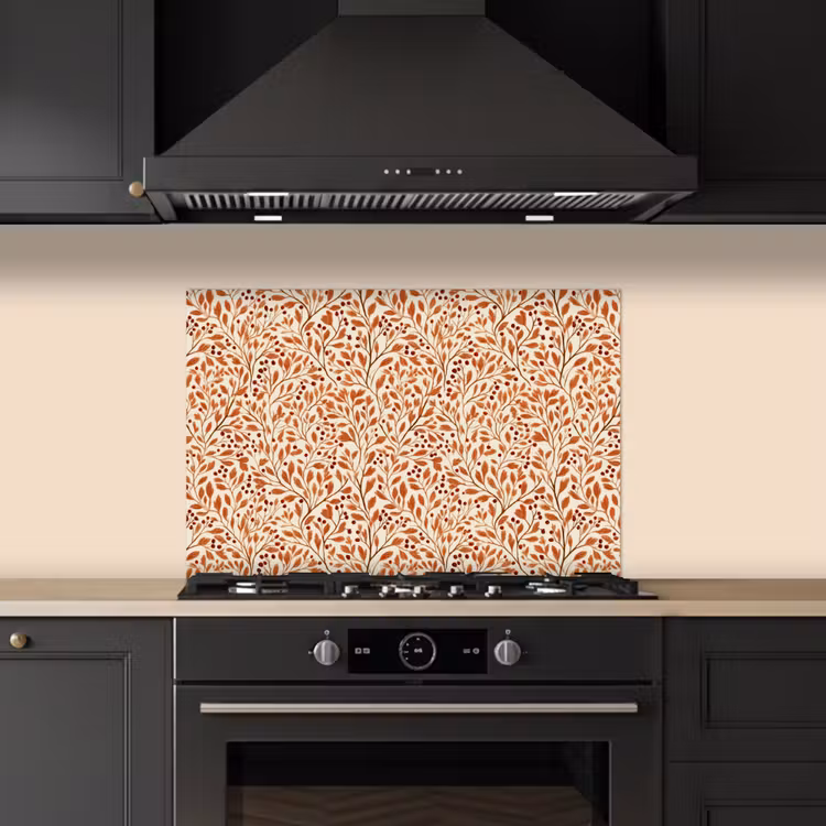Spatscherm keuken - Bladeren - Botanisch - Terracotta — 2