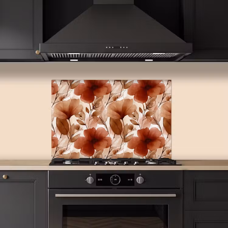 Spatscherm keuken - Bloemen - Aquarel - Botanisch - Terracotta — 2