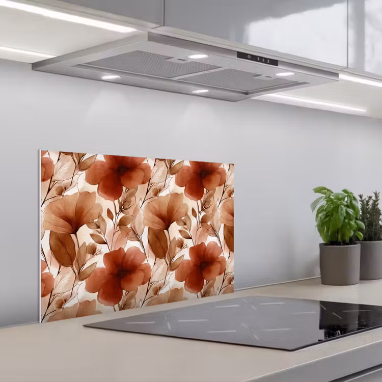Spatscherm keuken - Bloemen - Aquarel - Botanisch - Terracotta — 5