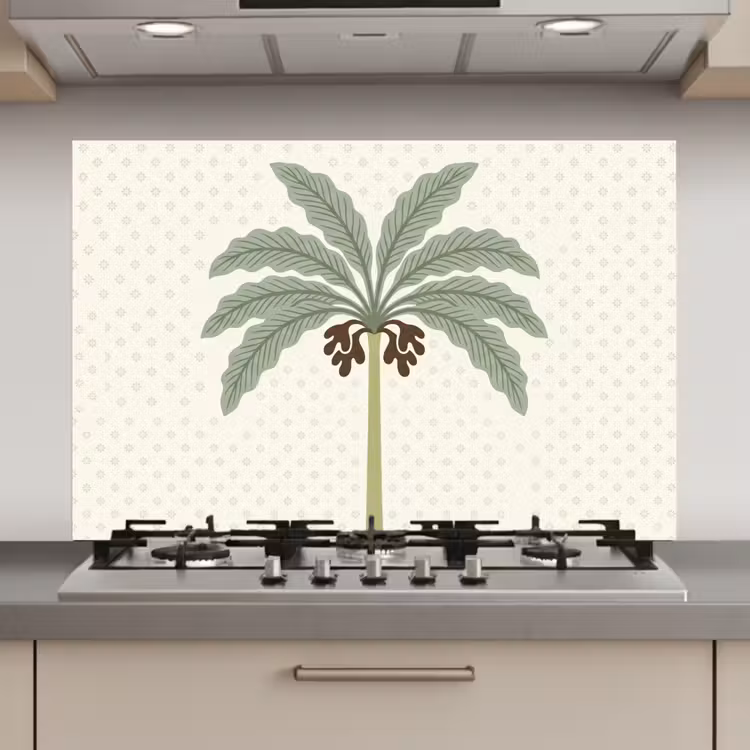 Spatscherm keuken - Boom - Bladeren - Groen - Decoratief - Beige — 1