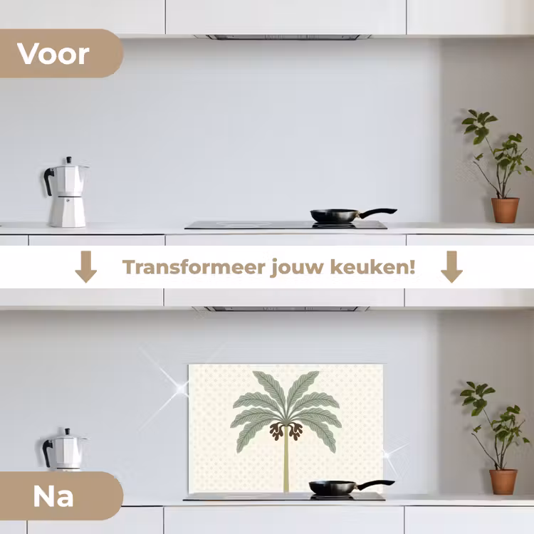 Spatscherm keuken - Boom - Bladeren - Groen - Decoratief - Beige — 3