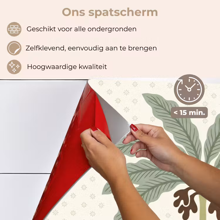 Spatscherm keuken - Boom - Bladeren - Groen - Decoratief - Beige — 4