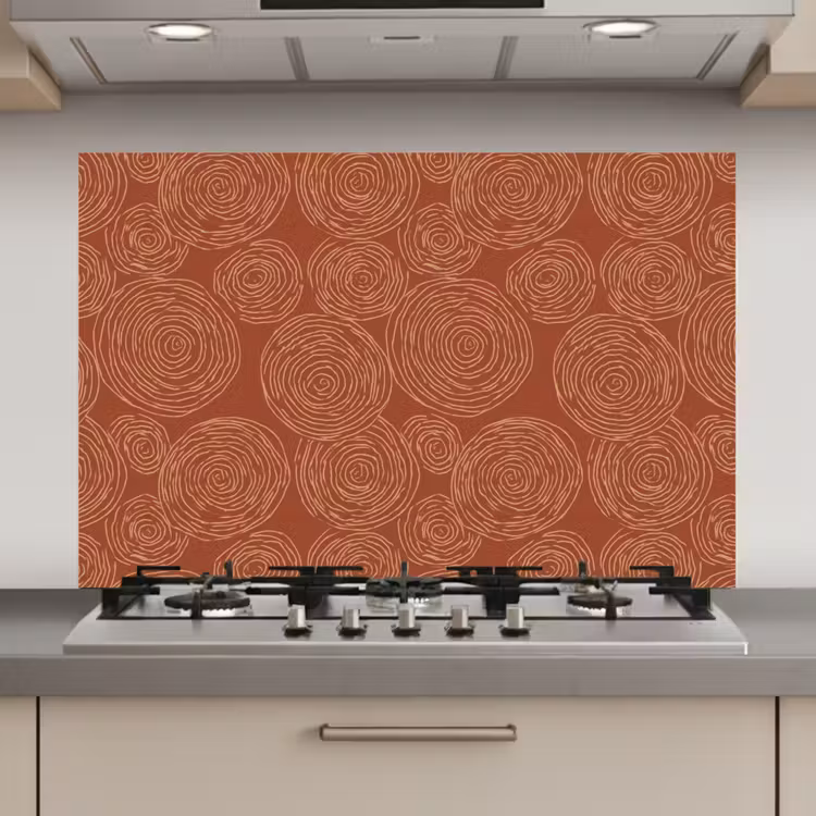 Spatscherm keuken - Cirkels - Abstract - Artistiek - Terracotta — 1