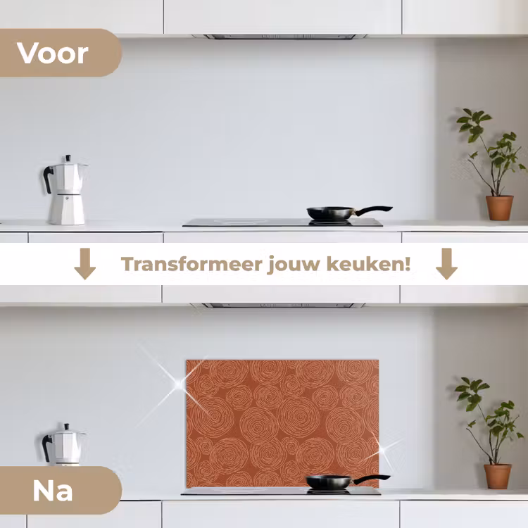 Spatscherm keuken - Cirkels - Abstract - Artistiek - Terracotta — 3