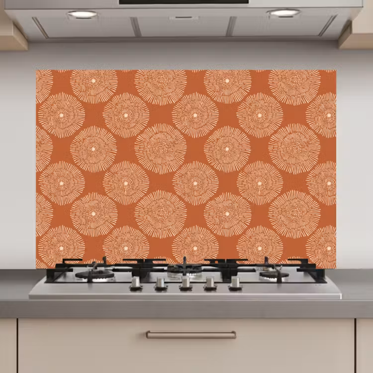 Spatscherm keuken - Cirkels - Grafisch - Patroon - Terracotta — 1