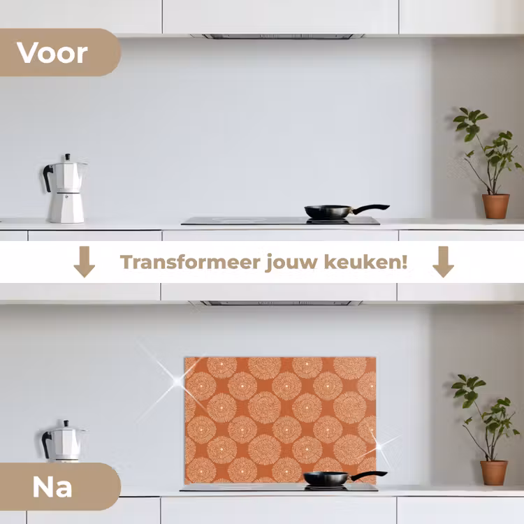 Spatscherm keuken - Cirkels - Grafisch - Patroon - Terracotta — 3