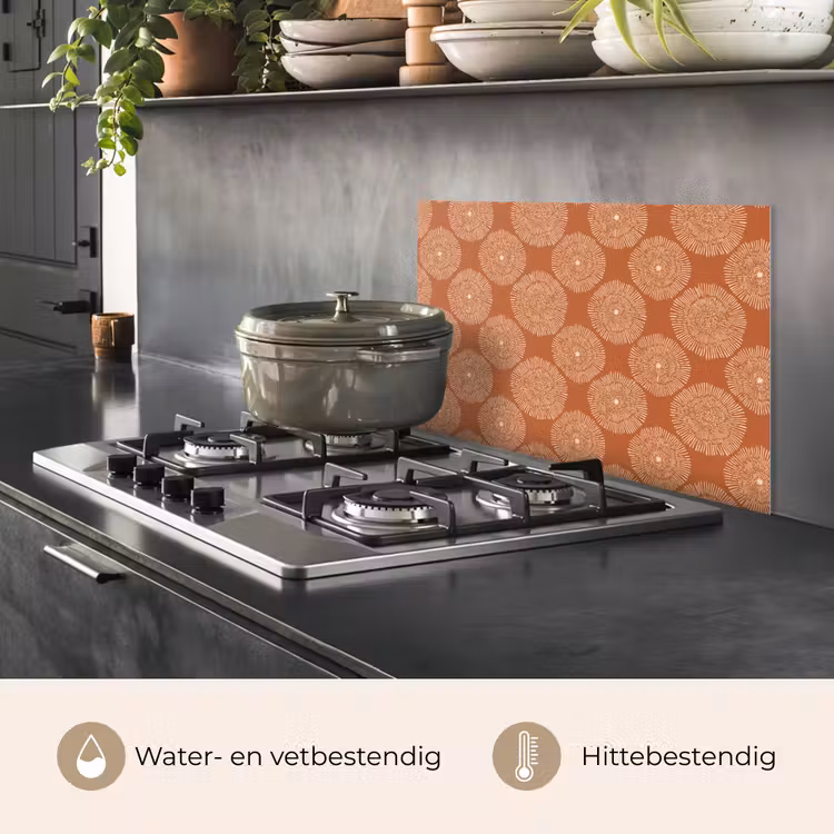Spatscherm keuken - Cirkels - Grafisch - Patroon - Terracotta — 7