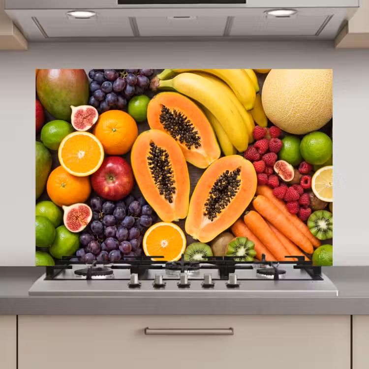 Spatscherm keuken - Eten - Fruit - Groenten - Vers - Kleurrijk — 1