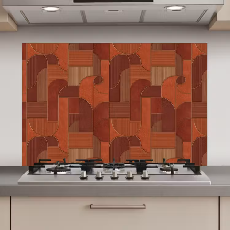 Spatscherm keuken - Geometrisch - Abstract - Textuur - Bruin — 1