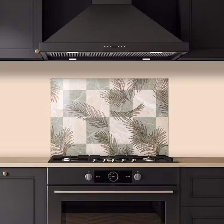 Spatscherm keuken - Planten - Bladeren - Marmer - Modern - Groen — 2