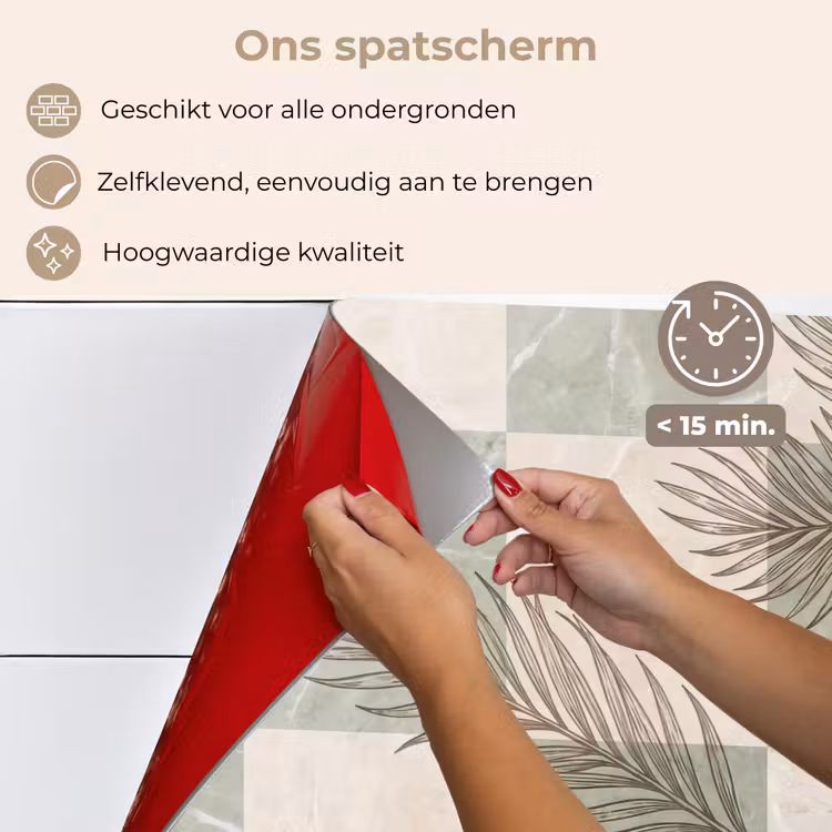 Spatscherm keuken - Planten - Bladeren - Marmer - Modern - Groen — 4