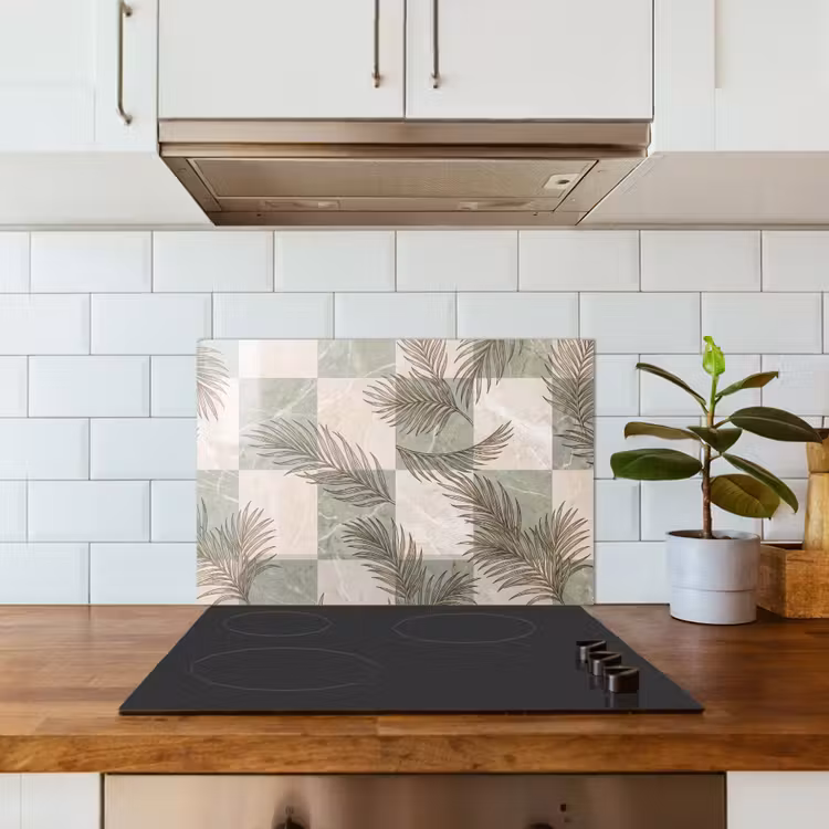 Spatscherm keuken - Planten - Bladeren - Marmer - Modern - Groen — 6