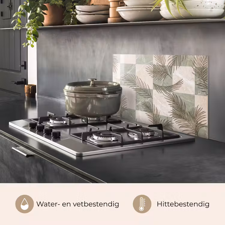 Spatscherm keuken - Planten - Bladeren - Marmer - Modern - Groen — 7