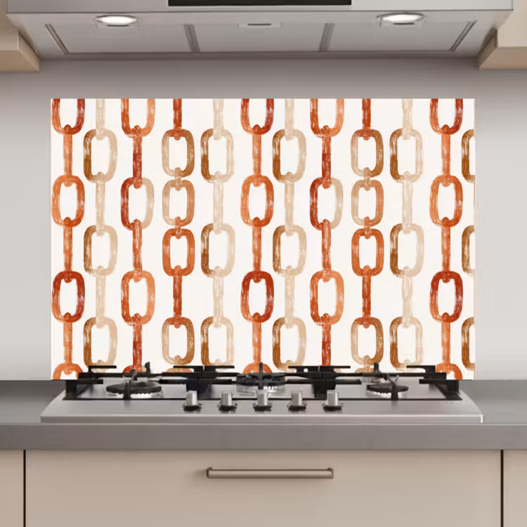Spatscherm keuken - Schakels - Patroon - Aquarel - Terracotta — 1