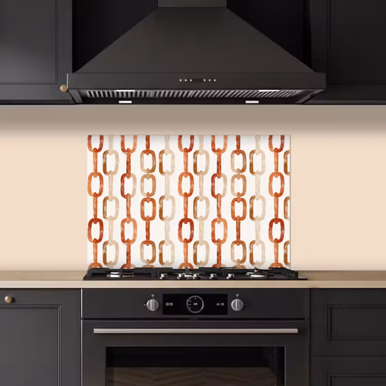 Spatscherm keuken - Schakels - Patroon - Aquarel - Terracotta — 2