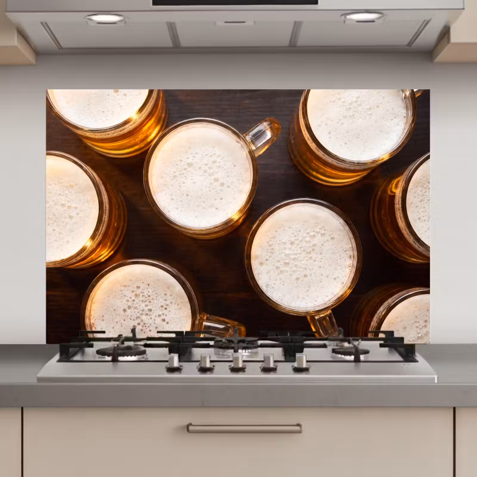 Spatscherm keuken - Bier - Glazen - Schuim - Hout - Drank — 1