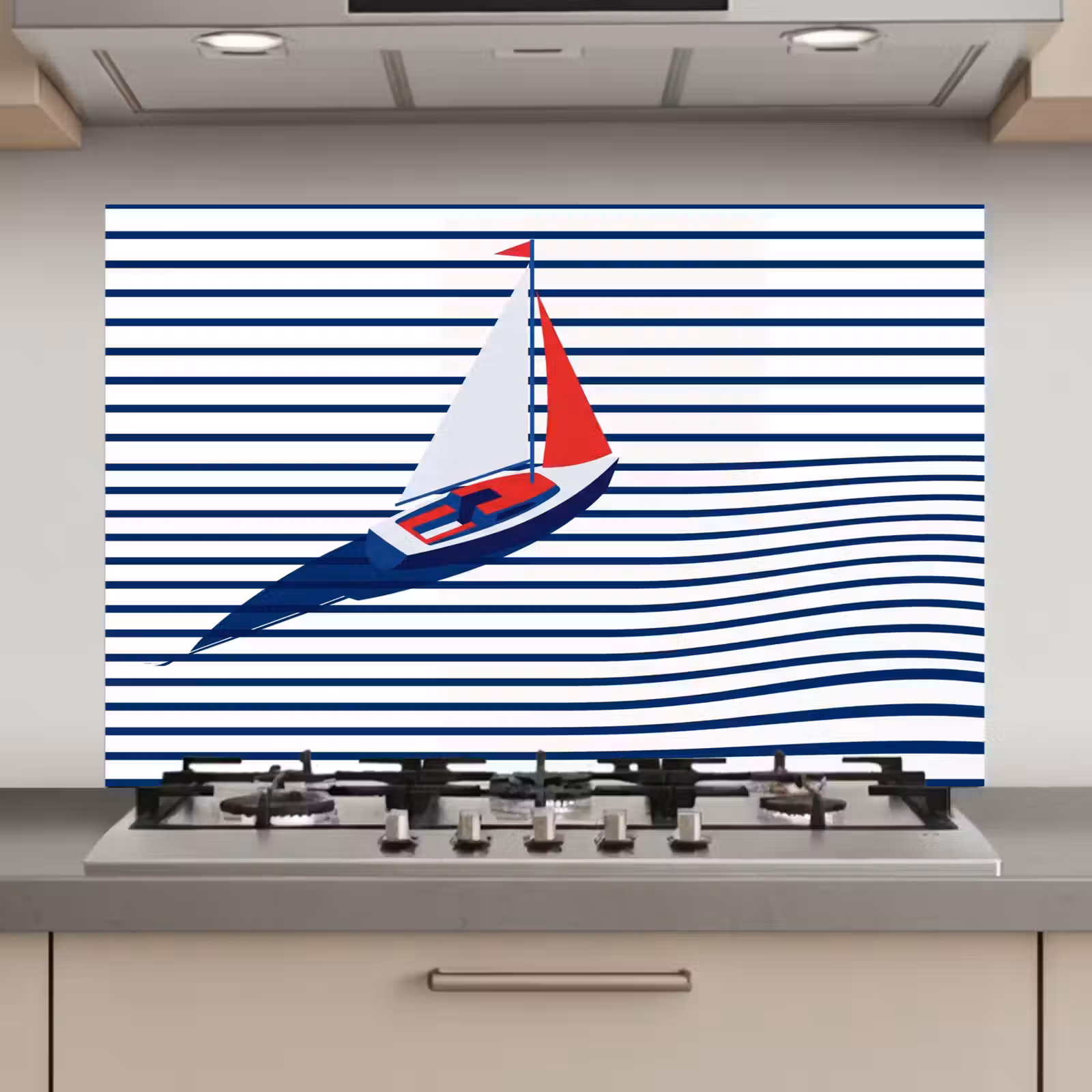 Spatscherm keuken - Boot - Water - Abstract - Blauw — 1