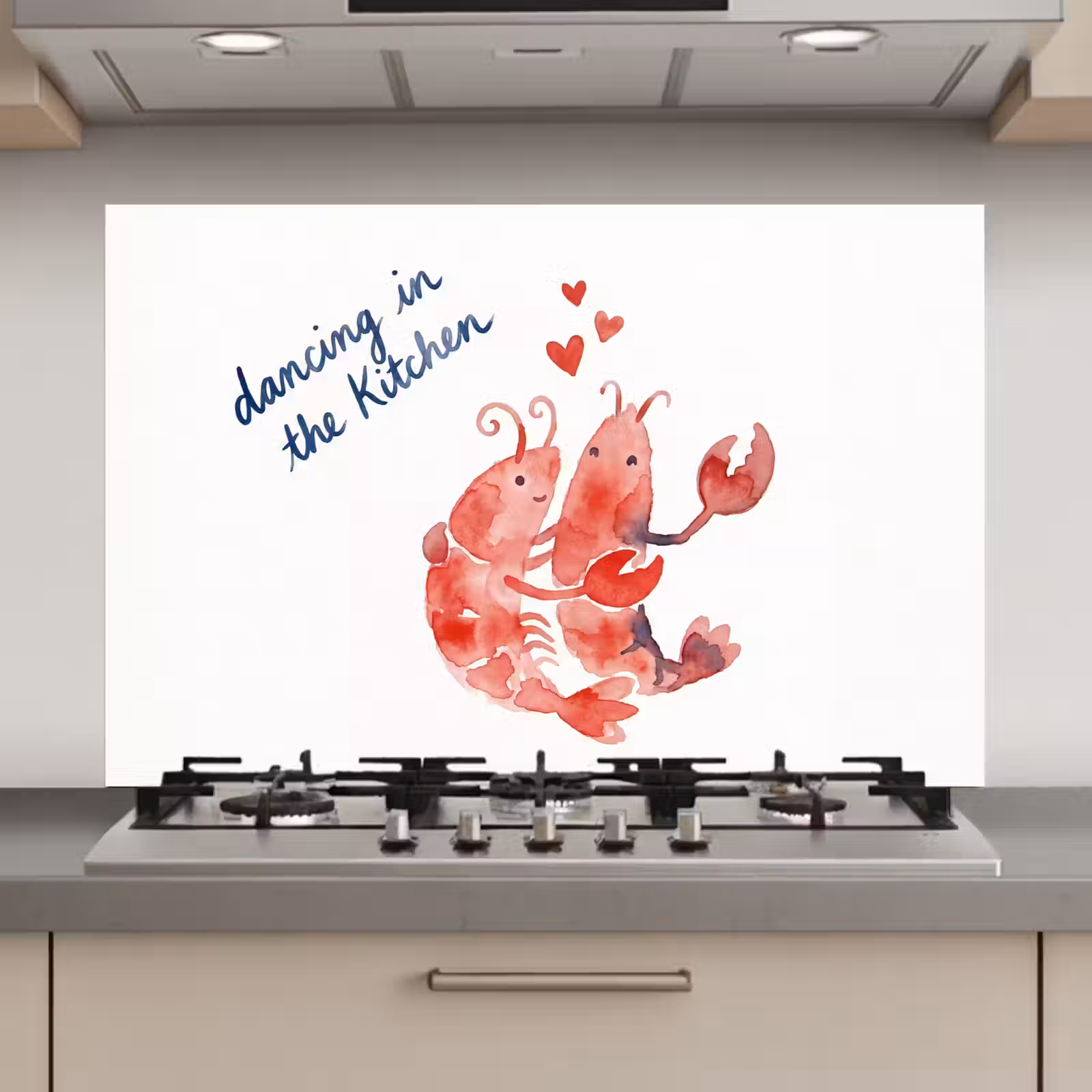 Spatscherm keuken - Dier - Dans - Liefde - Waterverf - Rood — 1