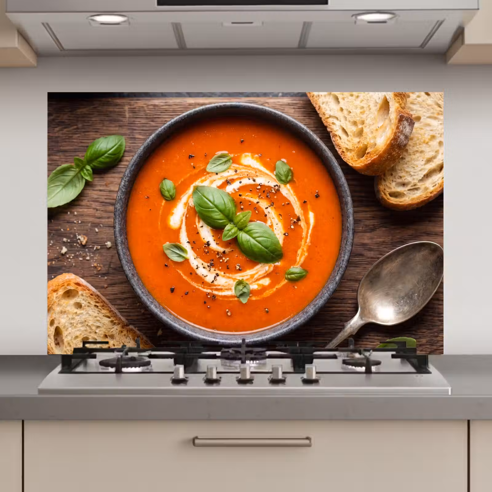 Spatscherm keuken - Eten - Soep - Basilicum - Rustiek - Rood — 1