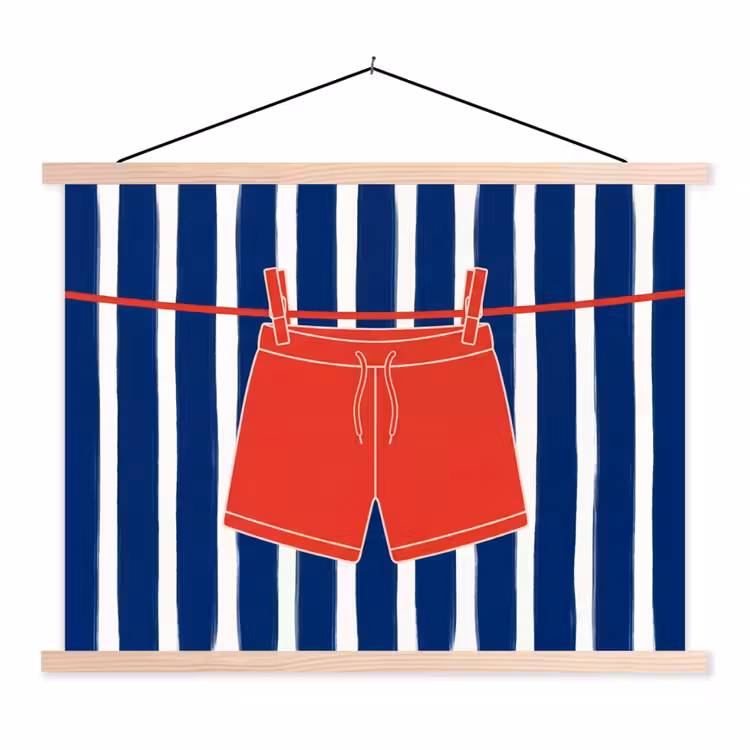Schoolplaat - Shorts - Waslijn - Zomer - Illustratie - Rood — 1